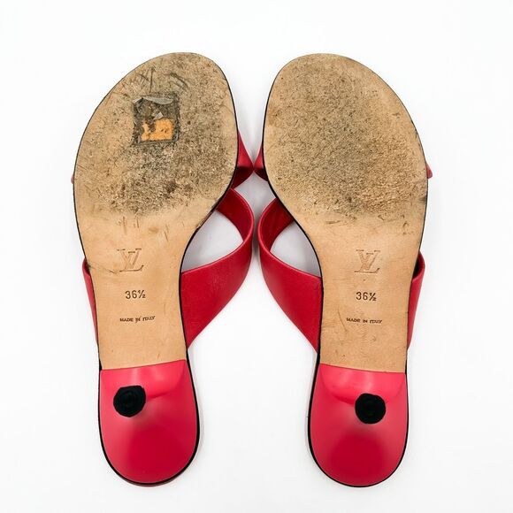 Louis Vuitton Pink Leather Sandals Mules Low Heel 36.5, 6.5 - Picture 11 of 14